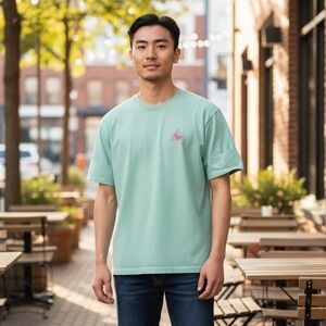 Huf Men's XL Graphic T-Shirt‎ Mint Green w/Hot Pink Triangle Logo Skater Street